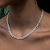 Collar Figaro de diamante en oro blanco - 6 mm