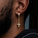 Set de aretes de aro con cruz colgante alternativa y aro helado Huggie