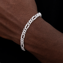 Pulsera Figaro de Diamantes en Oro Blanco- 6mm