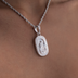 Icon Crowned Mary Pendant in White Gold