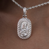 Icon Crowned Mary Pendant in White Gold