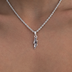 Micro Lightning Bolt Pendant in White Gold