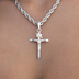 Large Crucifix Cross Pendant in White Gold