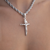 Large Crucifix Cross Pendant in White Gold