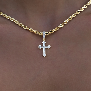 Micro Iced Celtic Cross in Yellow Gold
