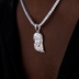 Colgante con retrato de Jesús de Diamond Crown en oro blanco