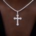 Diamond Flower Cross Pendant in White Gold