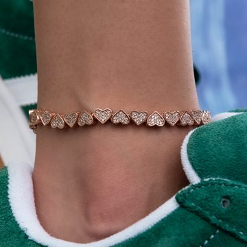 Eternity Heart Anklet in Rose Gold