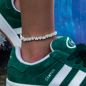 Eternity Heart Anklet in White Gold