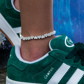 Eternity Heart Anklet in White Gold