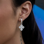 Baguette Gothic Cross Hoop Earrings