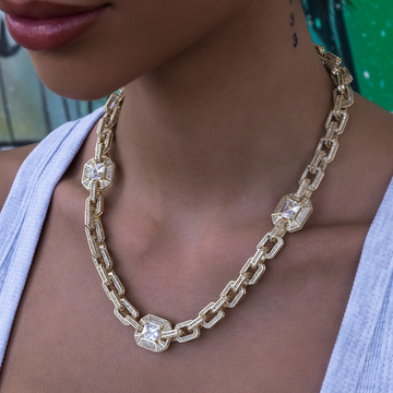 Gargantilla eslabonada de oro amarillo con diamantes Diamond Rock