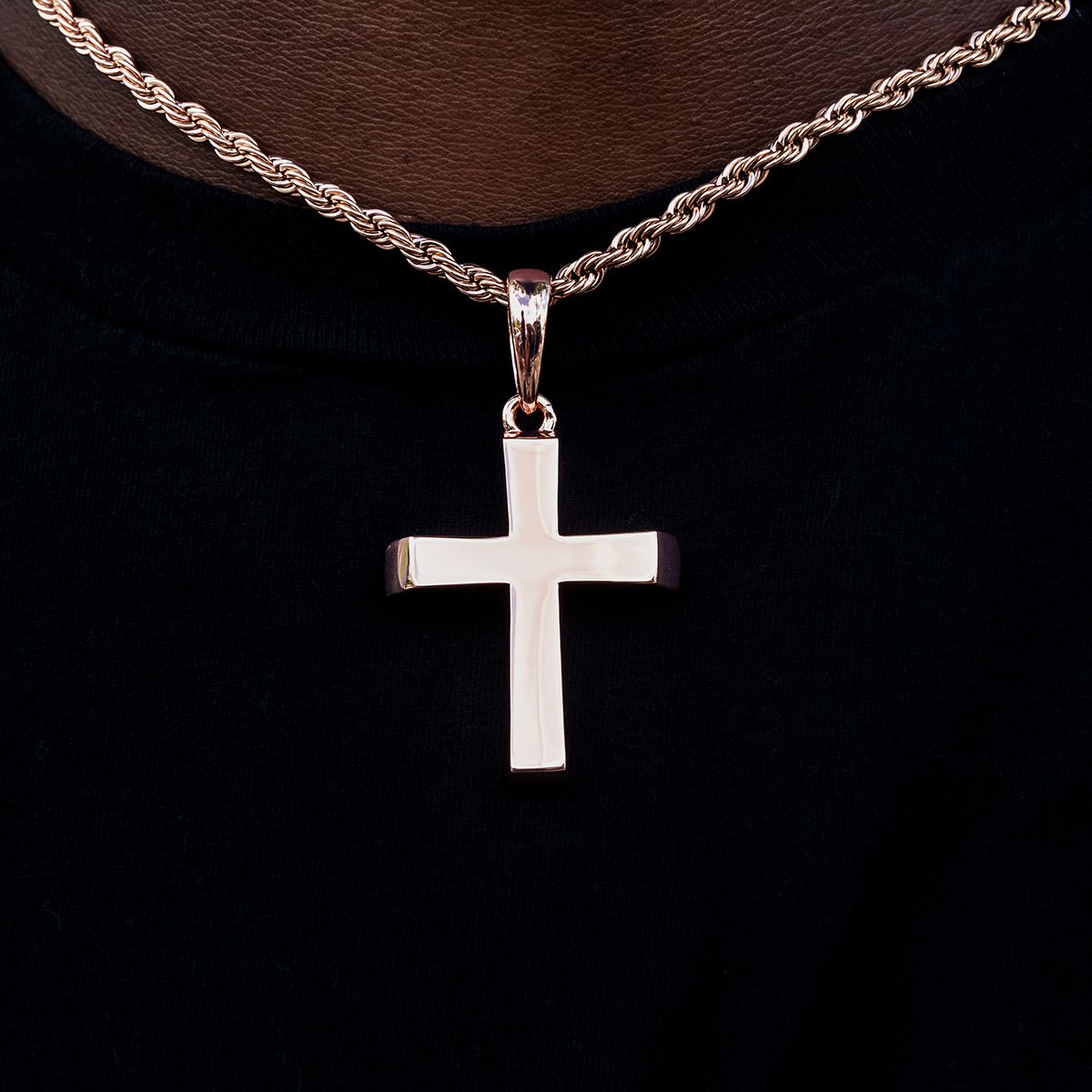 Simple Cross Pendant in Rose Gold The GLD Shop