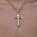Colgante grande de cruz de crucifijo en oro amarillo