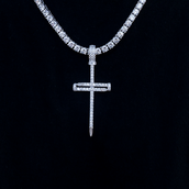 Iced Large Nail Cross Pendant