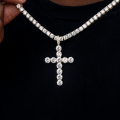 Large Diamond Cross Pendant in Yellow Gold