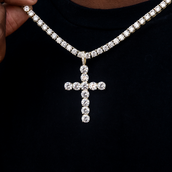 Large Diamond Cross Pendant in Yellow Gold
