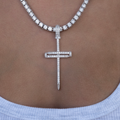 Iced Large Nail Cross Pendant