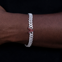 Atlanta Braves Official MLB Diamond Prong Cuban Bracelet in White Gold- 8.5mm