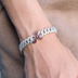 Pulsera Cubana Atlanta Braves Oficial MLB Diamond Prong en Oro Blanco - 8.5mm