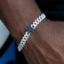 Pulsera Cubana MLB Oficial New York Yankees con Dientes de Diamante en Oro Blanco - 8.5mm