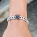 New York Yankees Official MLB Diamond Prong Cuban Bracelet in White Gold- 8.5mm