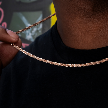 Cadena Popcorn en Oro Rosa- 4mm