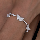 Pulsera Micro Tenis Mariposa en Oro Blanco