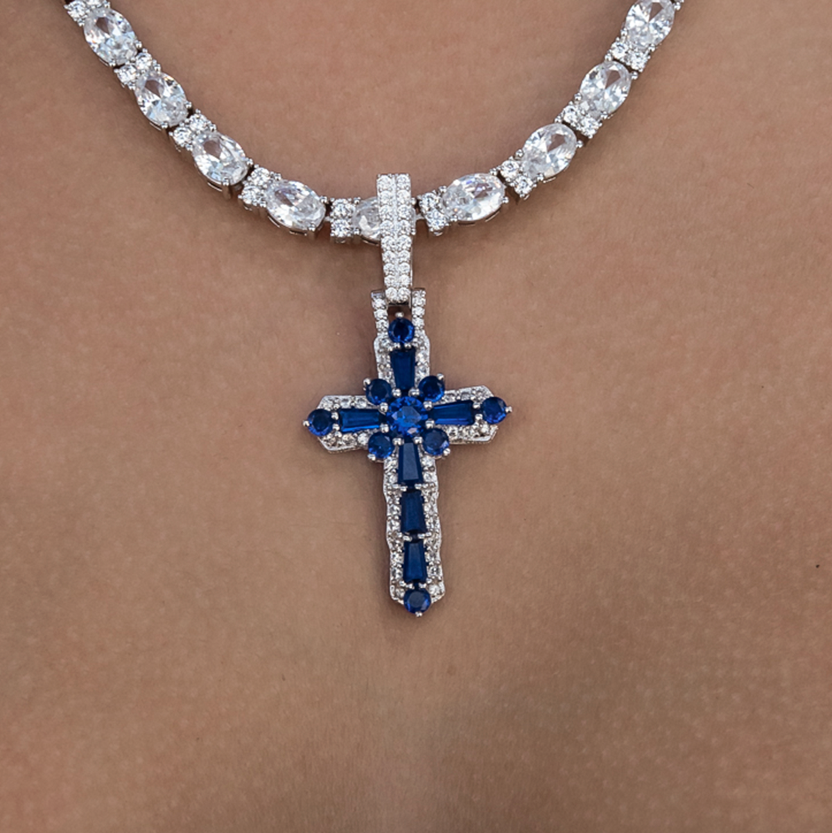 Colored Baguette Cross Pendant The GLD Shop