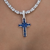 Colored Baguette Cross Pendant