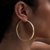 Aretes de aro redondos pulidos en oro amarillo