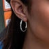 Pendientes de aro redondos pulidos de oro blanco