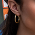 Aretes de aro redondos pulidos en oro amarillo