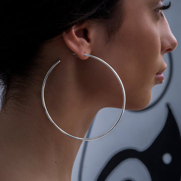 Plain Hoop Earrings in White Gold