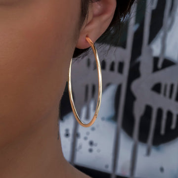 Plain Hoop Earrings in Yellow Gold