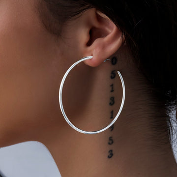 Plain Hoop Earrings in White Gold