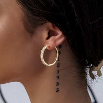Pendientes de aro baguette en oro amarillo