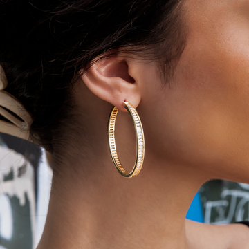 Baguette Hoop Earrings in Yellow Gold
