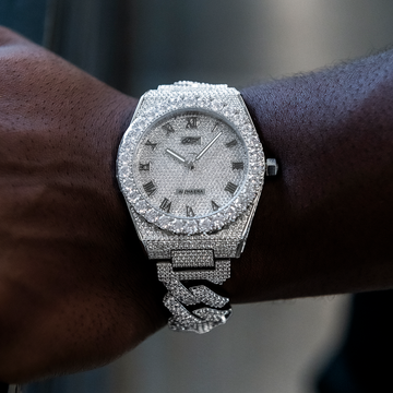 42MM Alpha Era® Totalmente Helado con Banda de Eslabones de Punta de Diamante
