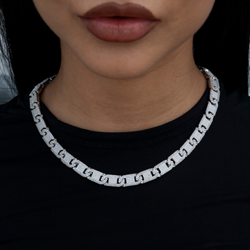 Flat Pave Valentina Chain in White Gold- 8.5mm