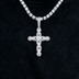 Colgante de Cruz con Eslabones de Serpiente de Pavé de Diamantes en Oro Blanco