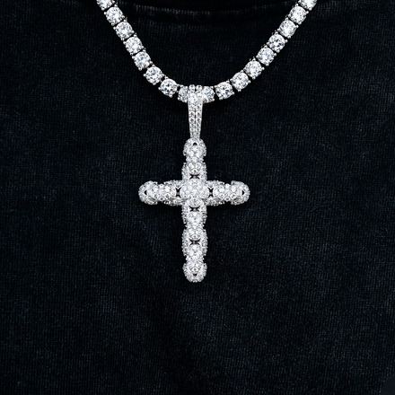 Diamond Pave Snake Link Cross Pendant in White Gold – The GLD Shop