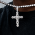 Colgante de Cruz con Eslabones de Serpiente de Pavé de Diamantes en Oro Blanco