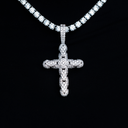Colgante Cruz Diamond Pave Serpiente Eslabón en Oro Blanco