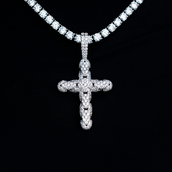 Diamond Pave Snake Link Cross Pendant in White Gold
