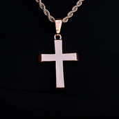 Large Simple Cross Pendant in Rose Gold