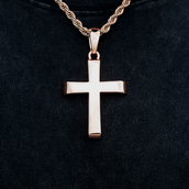 Large Simple Cross Pendant in Rose Gold