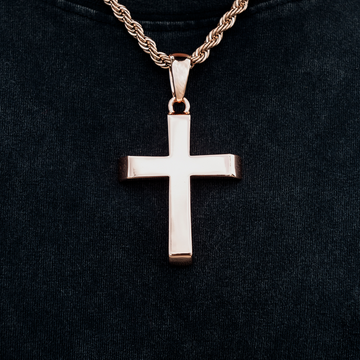 Large Simple Cross Pendant in Rose Gold