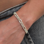 Diamond Figaro Bracelet in Yellow Gold- 6mm