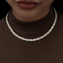 Collar con eslabones de estrella y pavé redondos - 6mm